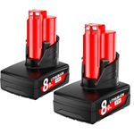 2X 12V 8.0Ah/8000mAh Replacement for Milwaukee M12 Battery XC 48-11-2410 48-11-2420 48-11-2411 48-11-2401 48-11-2402 Cordlees Power Tools