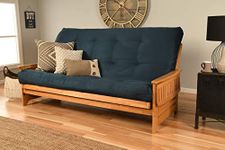 Kodiak Furniture KF Phoenix Queen Size Futon Set in Butternut Finish, Suede Navy