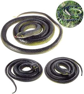 3 Pieces Large Realistic Rubber Snakes, Halloween Scary Toy Fake Black Mamba Snake for Garden Props to Scare Birds, Pranks, Halloween Party Decoration (2 Sizes, 47 Inch, 31.5 Inch)