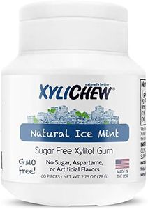 Xylichew 100% Xylitol Chewing Gum Jar - Non Gmo, Gluten, Aspartame, And Sugar Free Gum - Natural Oral Care, Relieves Bad Breath And Dry Mouth - Ice Mint (60 Count)