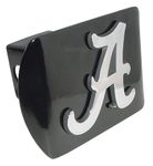 University of Alabama Crimson Tide Black with Chrome Plated Metal "A" NCAA College Sports Trailer Hitch Cover Fits 2 Inch Auto Car Truck Receiver