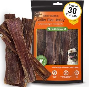 Advance Pet Products Gullet Flat Jerky (6" Long, 30 Count/Pack) Buffalo Dog Treats for Large, Medium & Small Breed, Healthy Training Treats for Dogs, Gluten Free & Odor Free, Easily Digestible - 1lb