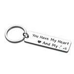 Husband Boyfriend Christmas Keychain Valentines Day Gift from Girlfriend Wife Funny Wedding Anniversary Birthday Gifts for Couples Women Men You Have My Heart Present Key Ring Stocking Stuffer Him Her