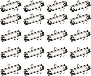 Juvale 20-Pack Mountable Clipboard Clips with Screws - 4 inch Metal Clamp with Rubber Grip and Hanging Hole for Office, School, Classroom (Silver)