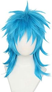 Linfairy Womens Game Wig Costume Halloween Cosplay Wigs For Men (Short Blue)