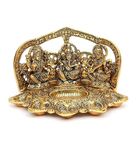 Orbit Art Gallery Laxmi Ganesh Saraswati Idol Showpiece Oil Lamp Diya Deepak Deepam Metal Statue Sculpture- 6 Diya Space