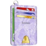 EcoVision Slim Minimalist Front Pocket Wallet, RFID Blocking Credit Card Holder Wallet with Detachable D-Shackle for Men Women (Denim-Purple)