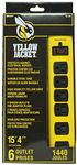 Yellow Jacket 5138N 5138 Strip, 15-Foot Cord, Jacket, 15' 1440J Metal, 6-Outlet Surge Protector, Yellow/Black, Ft