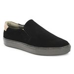 Legwork Men's Suede Leather Slip On Shoes for Men and Boys (8_Black)