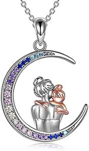 YAFEINI Mamma collana argento sterling madre figlia luna ciondolo collana gioielli festa della mamma compleanno anniversario di matrimonio per mamma madre figlia
