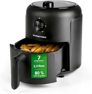 GOURMETmaxx Air Fryer de 2,3L | Friteuse à air chaud avec minuterie & écran tactile | 8 fonctions & 7 programmes | Frire à économie d'énergie & presque sans huile dans ce mini-four - 1000 W [Noir]