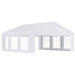 Outsunny 20' x 20' Heavy Duty Party Tent, Carport Garage Canopy, Patio Gazebo Canopy with Removable Sidewall, White