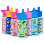 Wildkin Kids 16 oz Reusable BPA-Free Tritan Plastic Water Bottle with Leak Proof Lid for Boys & Girls, Durable and Easy to Clean Water Bottles for Toddlers - Wild Animals