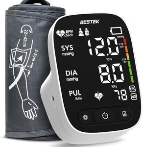BESTEK Blood Pressure Monitor, Automatic Arm Blood Pressure Monitors for Home Use, Digital Large LCD Voiced Broadcast BP Cuff Comfortable and Portable for Home Travel (9"-17" Adjustable)