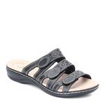 Clarks Women's Leisa Cacti Slide Sandal, Black Leather, 4 UK