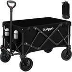 Homgava Collapsible Folding Wagon Cart 150L, Heavy Duty Garden Cart with All Terrain Wheels,Portable Large Capacity Utility Wagon Cart for Camping Fishing Sports Shopping,Black