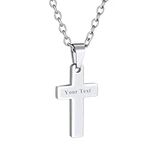 PROSTEEL Customize Name Necklace Small Cross Pendant Necklace 316L Stainless Steel Crucifix Chain
