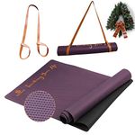 GOLDEN® Yoga Mat Non-Slip Non-Toxic Rubber Green Gymnastics Mat with Carry Strap XL 4 mm Thickness 183 cm Length 61 / 66 cm Width for Fitness Pilates and Gymnastics