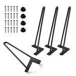 Ironalita 14 Inch Hairpin Legs for Furniture Set of 4, Heavy Duty Industrial Metal Table Legs with 3/8" Black Solid Iron, DIY Hair Pin Legs for Coffee Table, Bench, End Table with 4 Floor Protectors