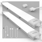 KUKUMAO LED Batten Light 6000K Daylight,2FT Linkable LED Tube Light 18W Workbench Light IP66 Plug in Ceiling Light Strip for Garage,Kitchen,Workshop, Office, Shed, Plug in Ceiling Light.