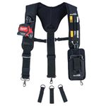 MELOTOUGH Tool Belt Suspenders Heavy Duty Construction Bag Suspenders Padded Work belt Suspenders for Carpenter, Black, Large