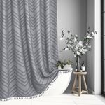 Boho Grey Shower Curtain Tassel Wov