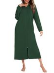 Veseacky Petite Women Zipper Robe Long Sleeve Duster Nightgown With Pockets (S,Army Green)