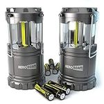 HeroBeam® 2 x LED Lantern - THE ORIGINAL Collapsible Tough Lamp with Magnetic Base - Batteries Included - Great Light for Camping, Fishing, Garden, Festivals - UK COMPANY