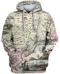 GGmar Vintage Map Printed Hoodie Men Women Sweatshirt