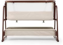 Ickle Bubba Bubba&Me Luxe Bedside Crib, Next to Me Crib & Baby Crib, Rocking or Static Mode, 7 Height Positions, Breathable Mesh Sides, Travel Cot with Mattress Included, Newborn to 9kg (Stone)