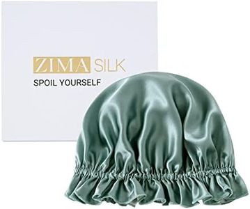 ZIMASILK 100 % Maulbeerseide Haube für Frauen, Haarpflege, doppellagig, Seiden-Haarwickel zum Schlafen mit elastischem Halt (1 Stück, Graugrün + Elfenbein)