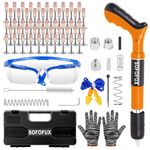 Manual Mini Nail Gun Kit with 150Pcs Nails, 5 Gears Adjustable Manual Air Nailer, Concrete Nail Gun for Ceiling/Wire Hider/Fixture Install Nail Shooting Machine Fastener Tools (Orange)