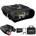 Night Vision Goggles Night Vision Binoculars for Total Darkness,Digital Infrared Night Vision with 3'' Large Viewing Screen and 64GB Card for Observing and Recording (Black)