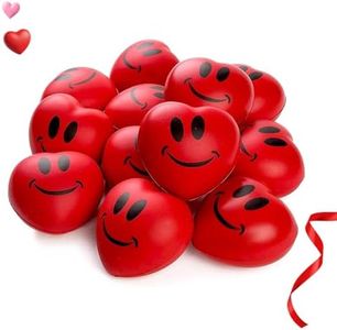 Neliblu Heart Stress Balls - Valentines Day Red Hearts 3" Smile Face Squeeze Stress Relief Heart Shape Stress Ball - Fun Party Favors for Kids and Adults (2 Dozen) - Heart Shape Mini Foam Balls