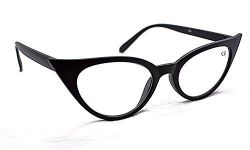MT57 Retro 1950s 1960s Cat Eye Vintage Fashion Reading Glasses with Metal Hinges+1.0+1.5+2.0+2.5 Choice of 5 Colours (Matt Black, 2.0)