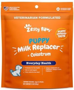 Zesty Paws Puppy Milk Replacer + Colostrum - Milk Replacement Supplement Powder for Puppies & Senior Dogs - Omega 3 DHA, Prebiotics & Probiotics for Dogs - for Skin, Coat, Heart & Gut Health - 12 oz…