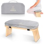 AKOZLIN Meditation Bench with Cushion Foldable Ergonomic Bamboo Meditation Stool Chair Sturdy Prayer Bench Yoga Stool Floor Sitting Kneeling Stool for Meditations,Yoga,Prayer (Grey)