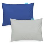 Biloban Toddler Pillowcase 2 Pack, 100% Jersey Cotton Ultra Soft Kids Pillowcase for Sleeping Fit Pillow Sized 13"x 18" or 14"x19", Envelope Style Travel Pillowcase Gray/Navy