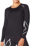 2XU Women's Compression Long Sleeve Top - Enhance Performance and Recovery - Black/Silver - Size Small