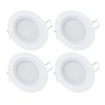 acegoo Campervan Boat 12V 4 x LED Recessed Ceiling Lights, 3W 3200K Dimmable Full Aluminum Downlights for Caravan Motorhome Kitchen Cabinet, Super Slim Panel Lights, Warm White(White)