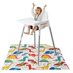 Winthome Highchair Splash Mat Baby, 43.3 Inches Large Washable Weaning Mat, Waterproof Anti-Slip Mess Mat (Dinosaur, 110x110cm)