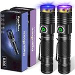 DARKDAWN UV 365nm & 395nm Flashlight Blacklight USB Rechargeable, Woods Lamp Ultraviolet Black Light LED Powerful Portable Mini Detector for Pet Urine Stain, Money, Uranium Glass, Resin Curing, 2 Pack