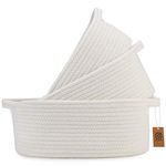 NaturalCozy 3-Piece Oval Storage Basket Set– Natural Woven Gift Basket Empty, Soft Baby Basket for Nursery, Cat Dog Toy Baskets, Small Rope Basket (Off White)