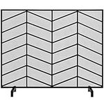 Yaheetech Metal Fireplace Screen, Single Piece Panel Simple Steel Mesh Fire Screens and Guards, Steel Decorative Mesh Cover Solid Fence for Indoor Living Room and Home, Black