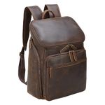 TIDING Travel Leather Backpack Mens Laptop Backpacks 15.6 Inch Laptop Rucksack Full Grain Genuine Leather School Bag Large Casual Daypack for Business College Work Bags