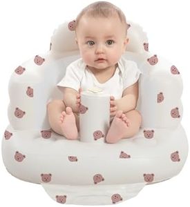 AGITVPS Inflatable Baby Seat for Babies 3-36 Months, Built in Air Pump Baby Chair Sit Me up Floor Seat for Baby, Bumbo Seat for Learning to Sit, Feeding, Camping (Bear)