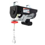 Warrior Winches Electric Hoist 240V 500kg with Wired Hand Remote Control, 18m Steel Cable, Overhead Lifting, Electric Pulley System, Power In & Out Motor, Ideal for Garage, Warehouses