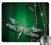 Knseva Dragonfly Mouse Pad, Vivids in Gemstone Crystal Diamond Shapes Graphic Effects Rectangle Mouse Pads Office Work Decor