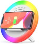 Bluetooth Speaker Night Lights, Wireless Charging Kids Speaker, Color Changing Modern Bluetooth Lamp,Teenage Boys Girls Gifts Ideas (15W Wireless Charging with Battery)