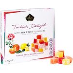 Cerez Pazari Turkish Delight with Fantastic Rose,Orange and Lemon Mix Flavors 454g (No Nuts) Luxury Lokum Candy Dessert Gourmet Box
